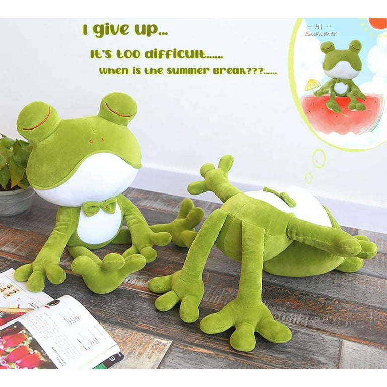 Visland Frog Plush Toy, Big Stuffed Animal Throw Plushie Pillow Doll, Soft Green Fluffy Friend Hugging Cushion - Present for Every Age, Size: Large