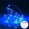 thumbnail image 1 of Guirnalda de luces LED de alambre de cobre de 10 m y 100 LED, funciona con pilas, ideal para interiores, dormitorios, bodas, fiestas, Navidad, festivales (azul), 1 of 8