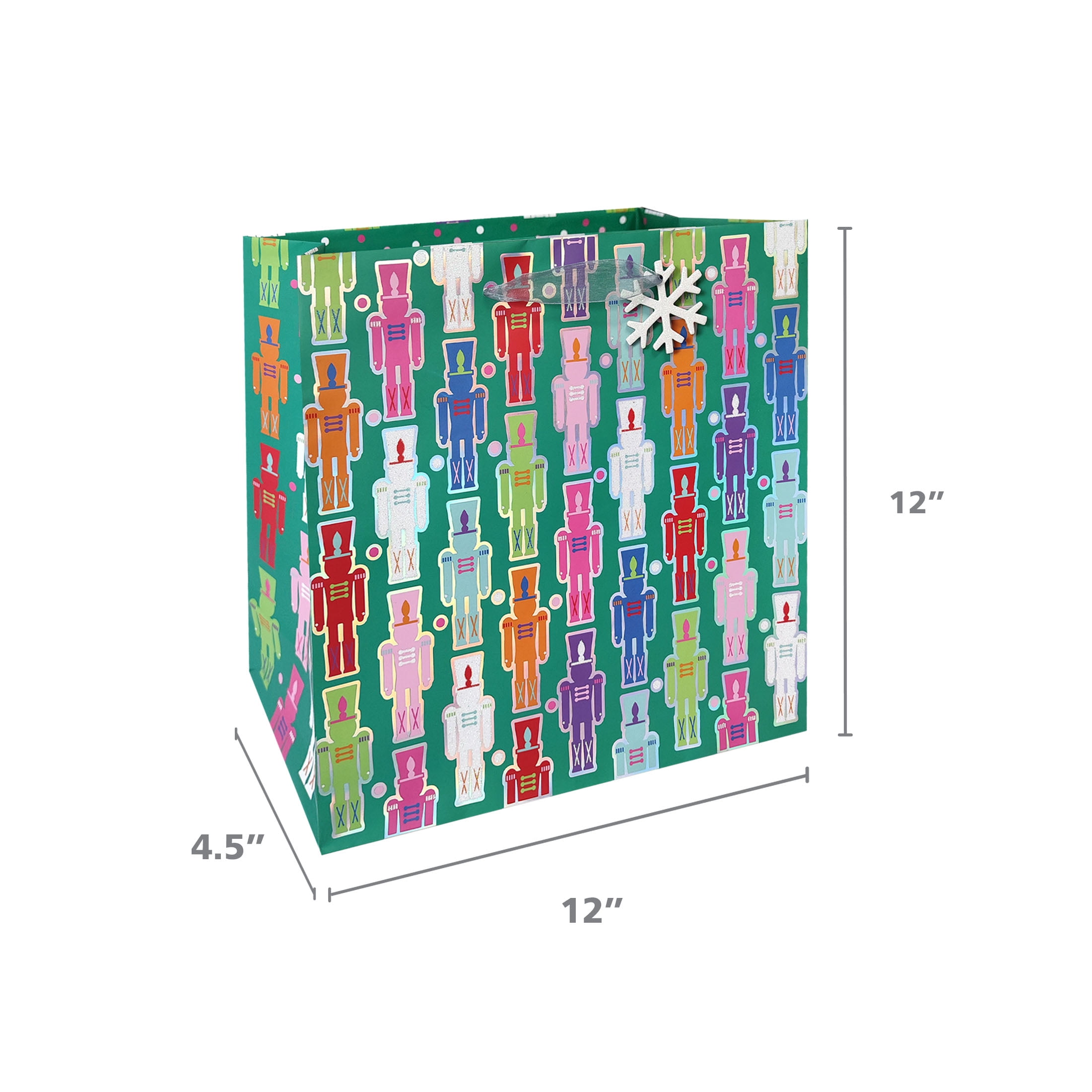 Holiday Time Christmas Printed Paper Gift Bag, 1 Count, Nutcrackers, HOLIDAY TIME PL 1PK LGSQ NTCRKRS BAG