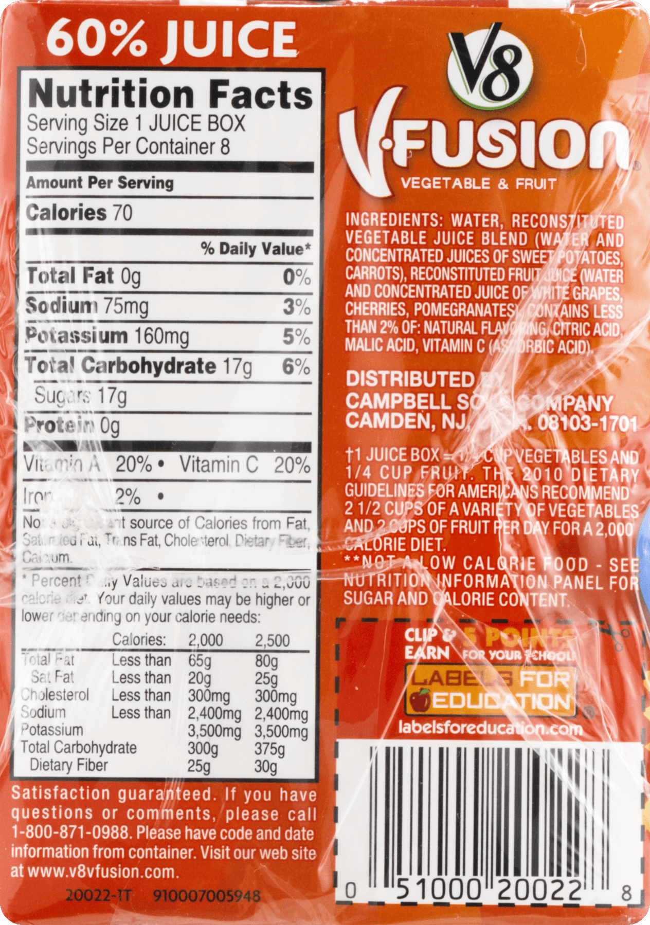 V8 Fusion Nutrition Label | Blog Dandk