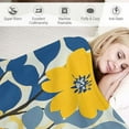 thumbnail image 3 of Yellow Blue Floral Flannel Blanket Soft and Durable Throw Blanket 100x130cm 130x150cm 150x200cm 40x50in, 3 of 6