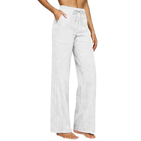 Lenpel Womens Summer Pants Fashion High Waist Lounge Trousers with Pockets Straight Leg Business Casual Work Slacks