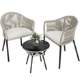thumbnail image 3 of Homall 3 Pieces Outdoor Patio Furniture Set PE Rattan Wicker Table and Chairs with White Cushions and Tempered Glass Bar Set, White, 3 of 6