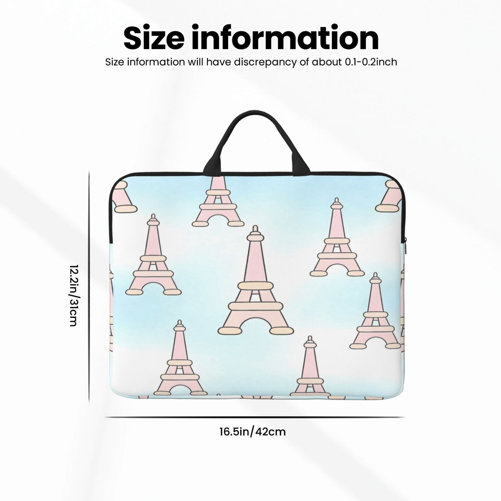 Laptop Sleeve Bag For Women Men 14inch Waterproof Durable Protective Computer Carrying Cover Handle Laptop Case Bag Eiffel Tower (3)