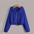 thumbnail image 5 of Womens Oversized Cropped Jacket Fuzzy Fleece Zip up Hoodies with Pockets Warm Fall Outfits Winter Coats New Oversized Jacket for Women Blue L, 5 of 9