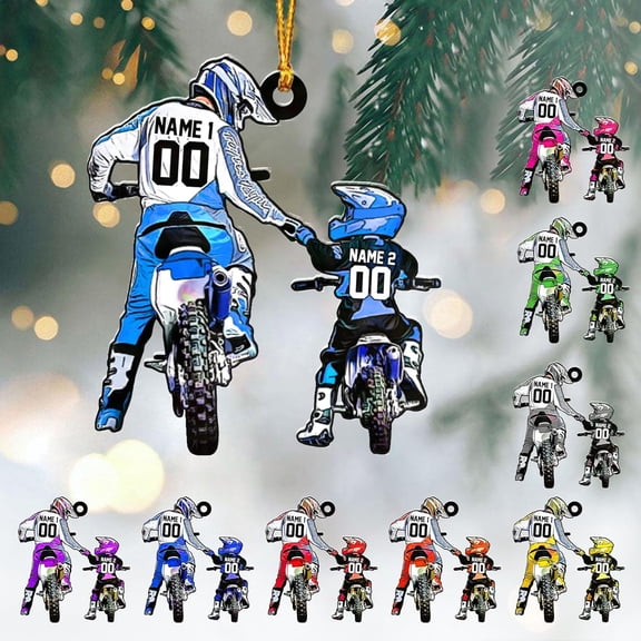Personalized Dirt Bike Christmas Ornaments 2025 Custom Motocross Ornament Dirtbike Christmas Ornament Motorcycle Christmas Tree Ornaments Gift for Racing Lover Rider Gifts Hanging Decor Xmas (D12)