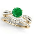 thumbnail image 1 of 1.20 Ct Halo Emerald & Diamond Engagement Rings - Bridal Set - 14K Gold, 1 of 11