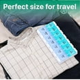 thumbnail image 6 of Sukuos 7 Day Weekly Pill Organizer with 2 Times a Day Compartment - AM PM, Pill Holder, Daily Pill Box Planner for Pills, Vitamins, Fish oil, Supplements, Large with Moisture Proof, Clay & Blue, 6 of 9