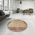 thumbnail image 3 of Ahgly Company Indoor Round Traditional Chestnut Brown Persian Area Rugs, 4' Round, 3 of 6
