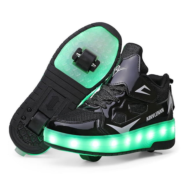 Zapatos recargables luminosos zapatos luces LED niños adultos patines cordones ruedas