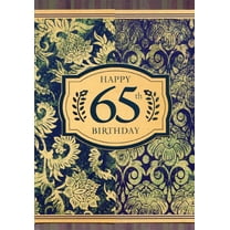 Designer Greetings Deep Green Vines with Peach Accents Gate Fold Age 65 / 65th Birthday Card for Him