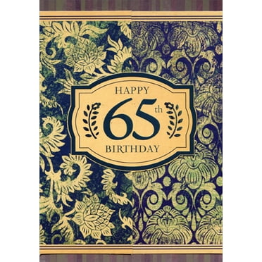 Designer Greetings Deep Green Vines with Peach Accents Gate Fold Age 65 / 65th Birthday Card for Him