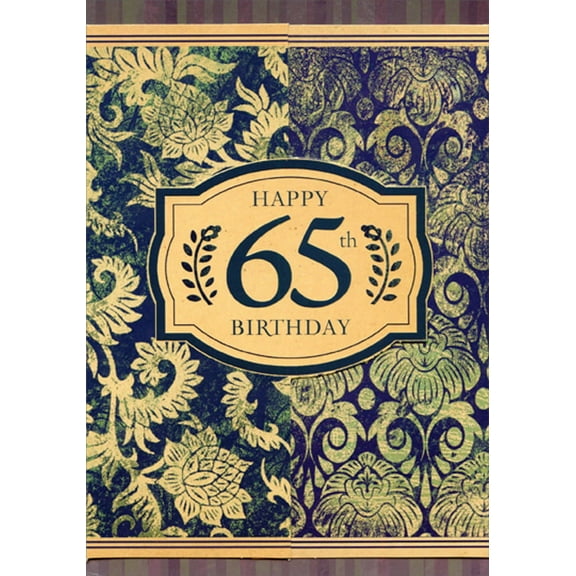 Designer Greetings Deep Green Vines with Peach Accents Gate Fold Age 65 / 65th Birthday Card for Him