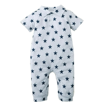 

KIMI BEAR Newborn Baby Boys Outfits 3 Months Newborn Boy Spring Summer Outfits 6 Months Newborn Boy Blue Star Gentle Lapel Onesie Short Sleeve Bodysuit Gray