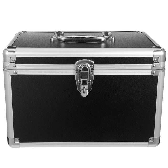Caja de herramientas de aleación de aluminio, estuche rígido portátil, contenedor de almacenamiento de mano, maletín de metal portátil para el hogar, viajes, trabajo al aire libre