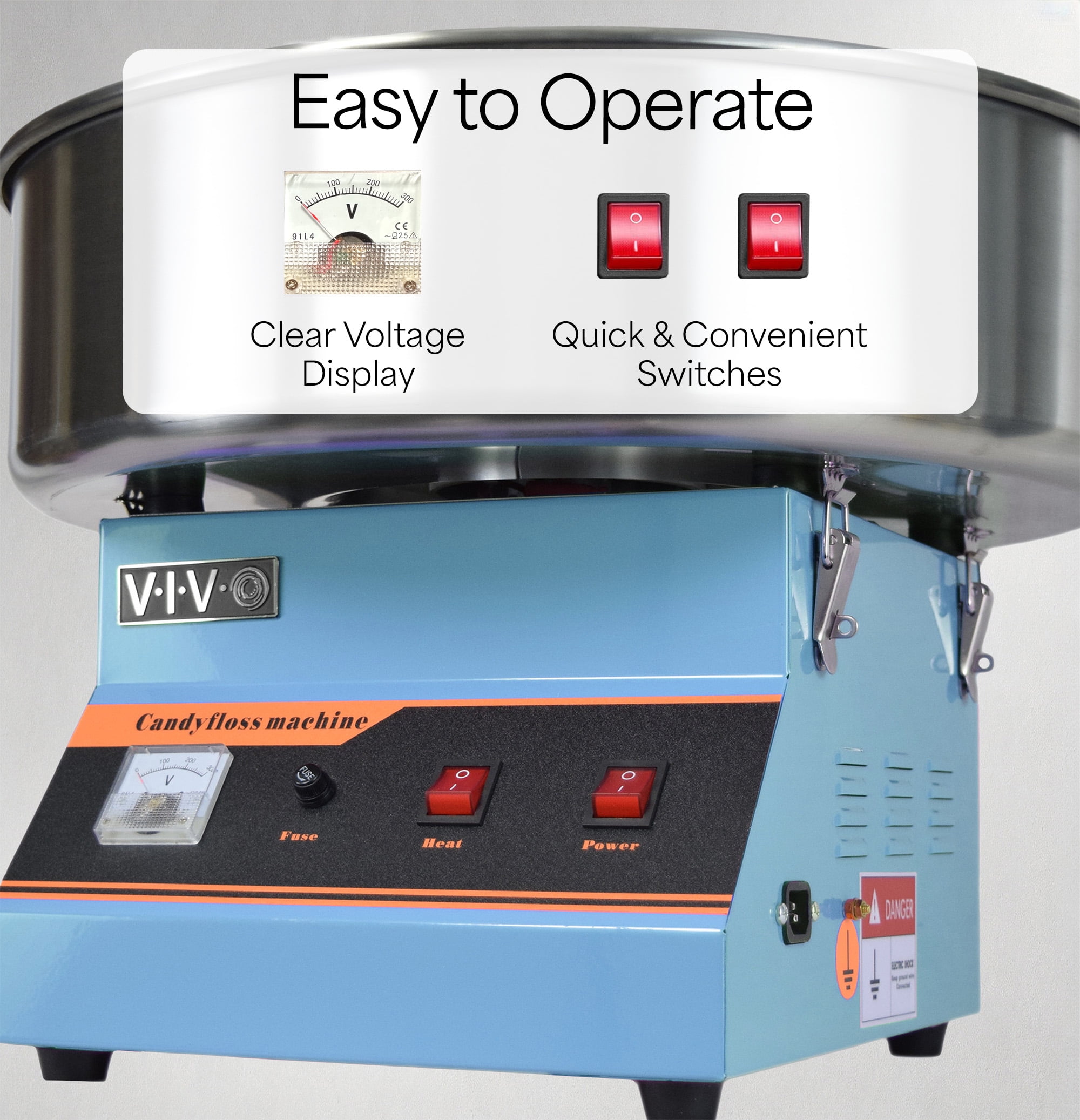 VIVO Blue Electric Commercial Cotton Candy Machine / Floss Maker (CANDY-V001B)