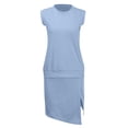 thumbnail image 4 of Maqroz Women 2 Piece Outfits Sets Summer Solid Crew Neck Sleeveless Tank Top and Skort Set with Built In Shorts Vacation Office Light Blue XL, 4 of 9