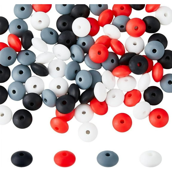80Pcs Abacus Beads Bulk Silicone Loose Beads 11.5mm Lentil Spacer Beads Colorful Silicone Beads Pens DIY Beads for Keychain Necklace Bracelet Jewelry Making Hole: 2.5mm
