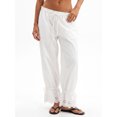 thumbnail image 3 of LMLYSoH Women Bloomer Pants Drawstring Waist Eyelet Lace Cuff Cozy Harem Trousers, 3 of 9