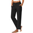 thumbnail image 3 of IMENGL Women's Casual Cropped Pants Loose High Waist Elasitc Straight Linen with Pockets Trousers Soft Wide Leg Pant for Womens,M-XXXL, 3 of 7