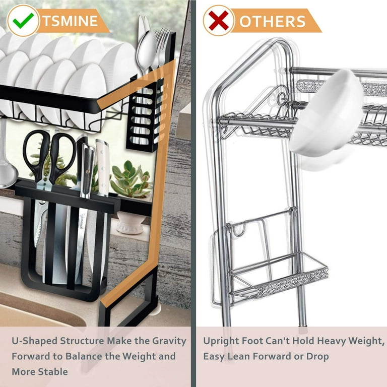  MERRYBOX 304 Stainless Steel Over The Sink Dish Drying Rack  Length Adjustable Dish Drainer Full Set Dish Rack for Kitchen Sink  Organizer Space Saver - Silver: Home & Kitchen