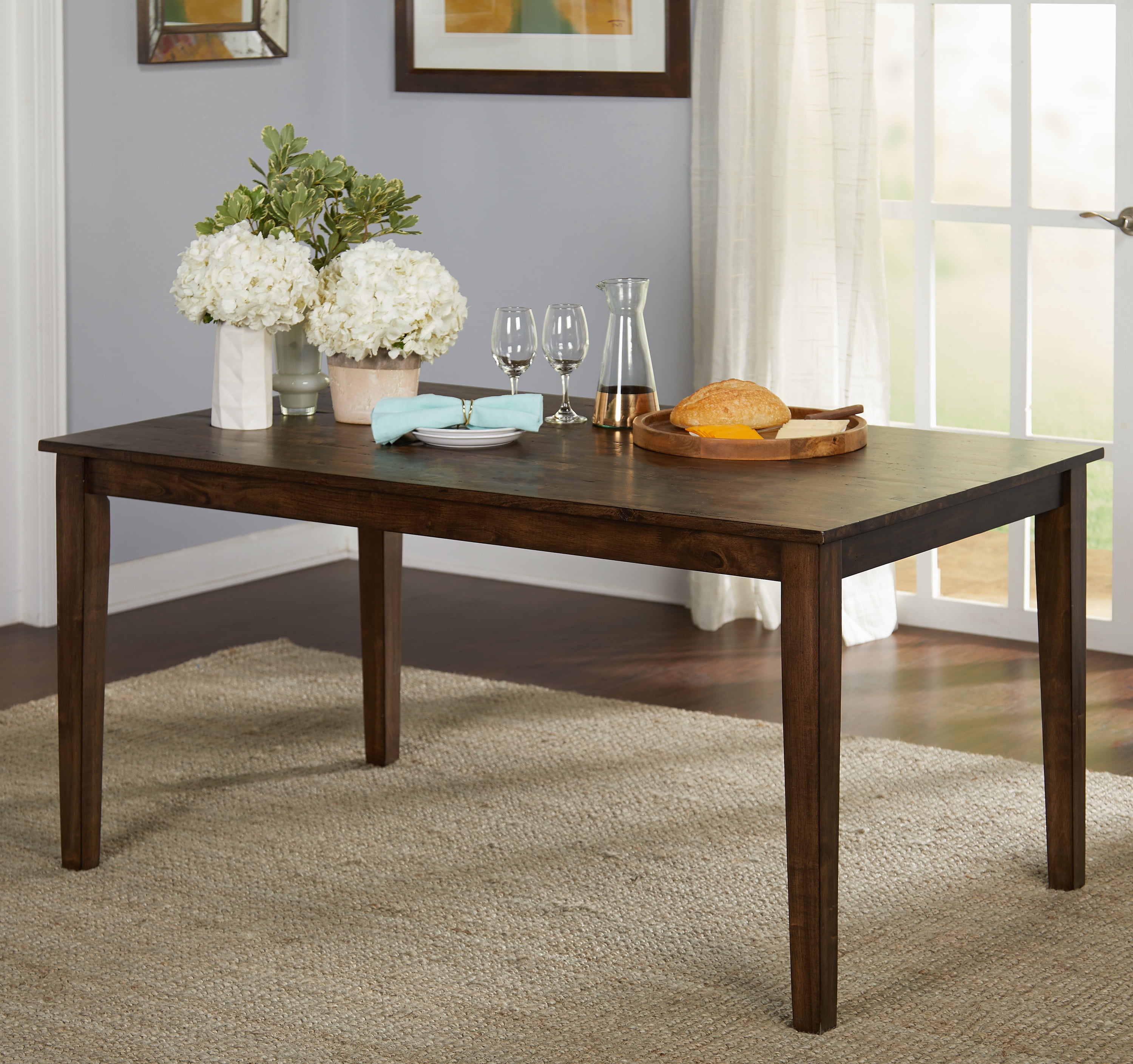 TMS Woodward 7-Piece Indoor Dining Set, Includes Table and Chairs, Brown/Gray