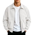 thumbnail image 2 of LWITHSZG Plus Size Bomber Jacket Men Collared Zip up Casual Outerwear Fall Winter Lightweight Jackets with&nbsp;Zipper Pockets 3X-Large, 2 of 9