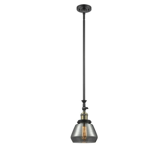 206-BAB-G173-LED-Innovations Lighting-Fulton-3.5W 1 LED Mini Pendant in Industrial Style-7 Inches Wide by 14 Inches High   Black Antique Brass Finish