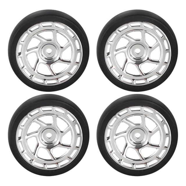 KLKCMS 4 Pcs Pneus de Voiture RC Remplacements pour Camion RC 1/18 Pcs de Rechange Argent