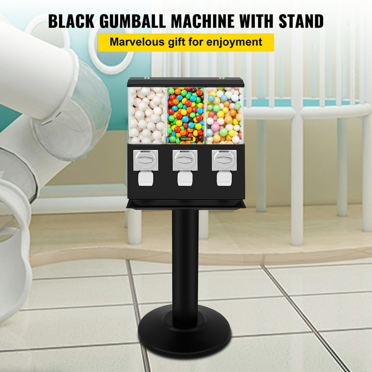 Triple Head Candy Vending Machine, 1-inch Gumball Vending Machine,  Commercial Gumball Vending Machine with Stand