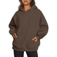 thumbnail image 2 of Sweatshirts for Women Hollow-Out Oversized Hoodie Rhinestone Mesh Open Back Pullover Sweatshirt,Womens Tops Plus Size Brown XS, 2 of 3