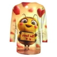 thumbnail image 4 of CYMMPU Spring Tops Round Neck 3/4 Sleeve Bee Printed Tunic Tops Boho Blouses for Women Dressy Casual Fall Trendy Shirts Loose Fit Cute Animals T-Shirts XXXL, 4 of 5