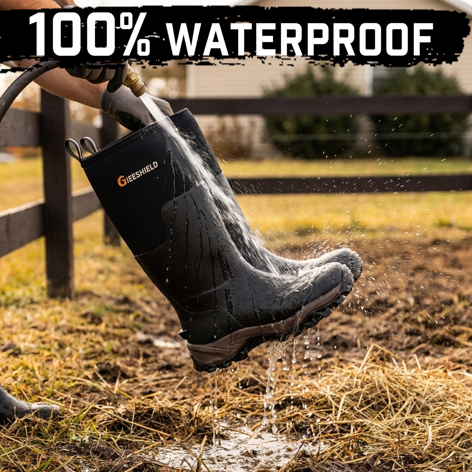 GIEESHIELD Rubber Boots for Men & Women – Ultra-Light Waterproof 6mm Neoprene Insulated Boots with Anti-Slip Sole, Warm Hunting & Rain Boots for Farming, Snow, Mud(Black, Next Camo G2)