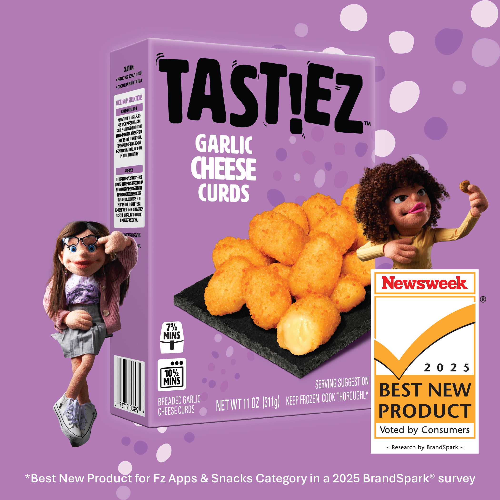 TAST!EZ Breaded Garlic Cheese Curds, 11 oz Carton, TASTIEZ Frozen Appetizers