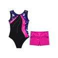 thumbnail image 3 of inhzoy Kids Girls Metallic Rhinestones Gymnastics Leotard Shorts Sets Dance Training Gym Suit Rose 8, 3 of 6