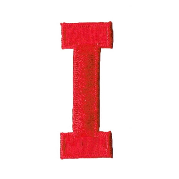 Alphabet Letter - I - Color Red - 2" Block Style - Iron On Embroidered Applique Patch