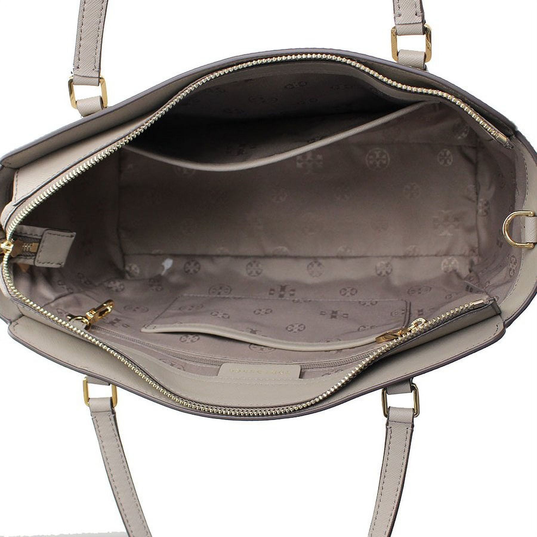 Tory Burch, Bags, Tory Burch Emerson Saffiano Leather French Grey Large  Buckle Tote Shoulder Bag