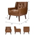 thumbnail image 3 of DREAMSIDEA PU Leather Accent Chair Living Room,Tufted Armchair for Bedroom Single Sofa Set, Coffee, 3 of 6