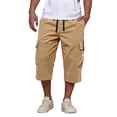thumbnail image 2 of Domuza Cargo Shorts for Men Stretch Waist Below Knee Long Shorts Waterproof Relaxed Fit Hiking Capri Shorts with Mulit Pockets Khaki M, 2 of 5