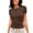 Coffee, variant on Women's Plain Short Sleeve Tee, Classic Slim Fit Crew Neck Basic Shirt, Soft Stretchy Casual Layering Top