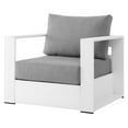 thumbnail image 4 of Lounge Chair Armchair, White Gray Grey, Aluminum, Metal, Fabric, Modern Contemporary, Outdoor Patio Balcony Cafe Bistro Garden Furniture Hotel Hospitality, 4 of 7