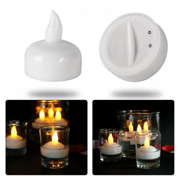 12 Pack Flameless Floating Candles, Yellow / White Led Flickering