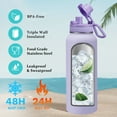 thumbnail image 2 of 40oz Insulated Water Bottle Flask - with Straw & Auto Spout Lid, Strap Sleeve, Paracord Handle, Black Metal Thermal Jug for Fitness Sports Hiking, 2 of 9