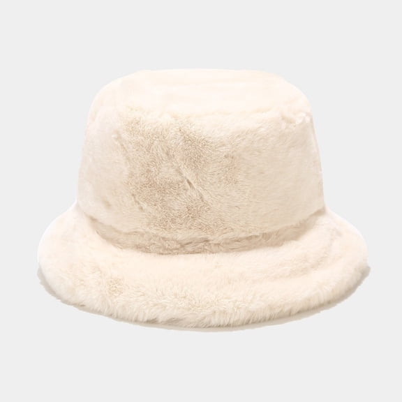 Dyfzdhu Winter Men Women Thickened Thermal Plush Hat Fisherman Bucket Cap Bucket Hats Beige