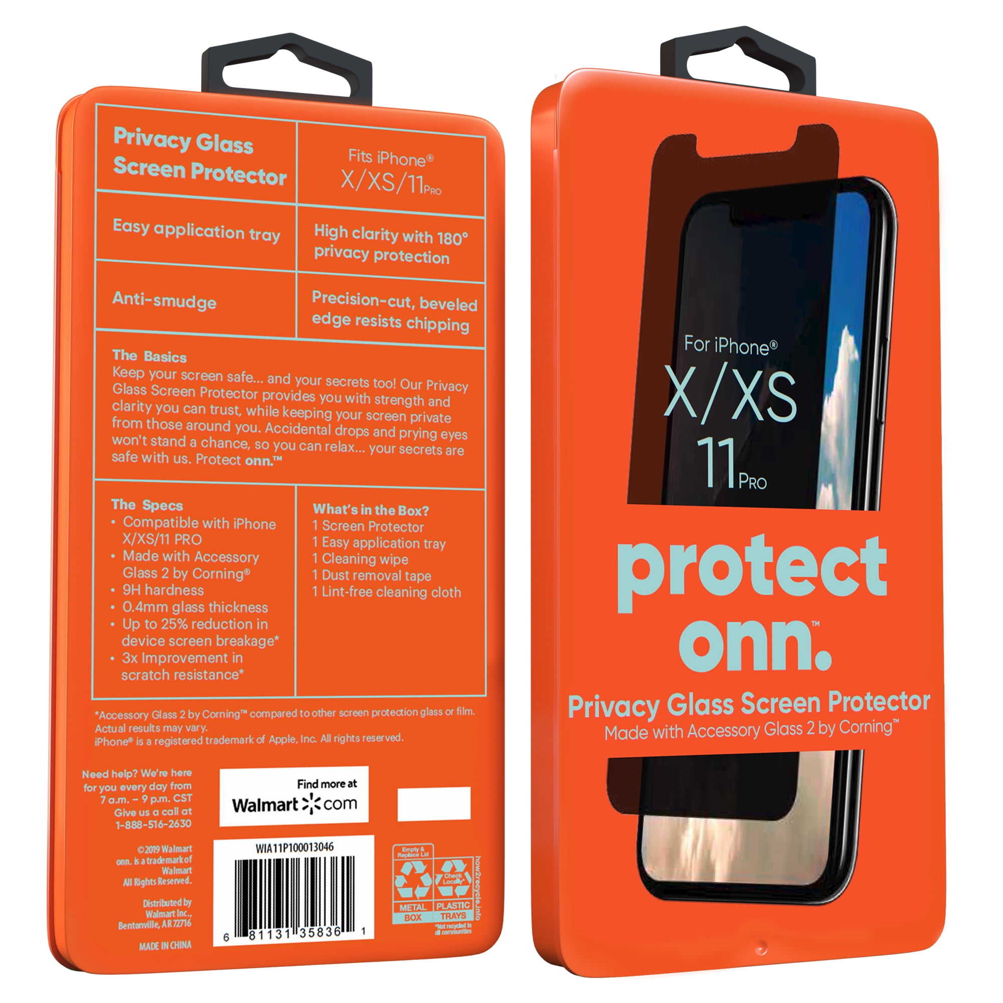 Protection d'écran verre véritable Privacy Apple iPhone X/XS/11