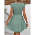thumbnail image 2 of Green Eyelet Lace V-Neck Short Sleeve A-Line Mini Dress, 2 of 6