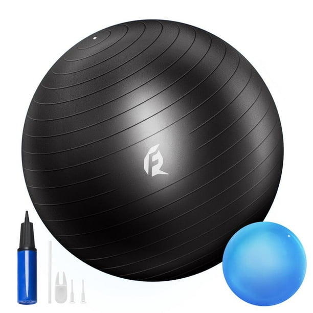 QUANFENG QF Yoga Exercise Ball with 9 Inch Mini Ball w/ Free Air Pump for Pilates Yoga (75cm/Black) -
