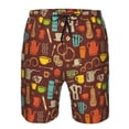 thumbnail image 3 of Susaid Retro Coffee Print Men's Swim Trunks Hawaiian Bathing Mesh Lining Suit Swimsuits Beach Shorts with Pockets-3X-Large, 3 of 6