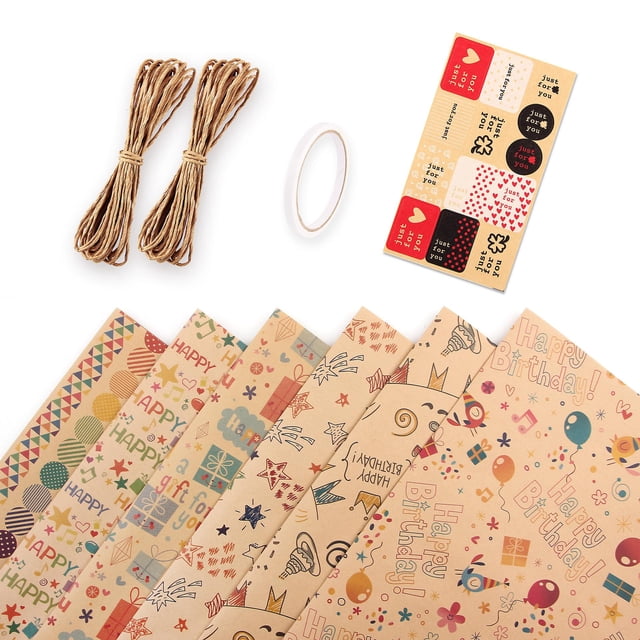 Nuevo papel kraft con notas musicales para envolver regalos de cumpleaños y San Valentín, juego de papel para envolver regalos navideños