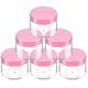 thumbnail image 1 of Frascos de cosméticos de color rosa de 20 gramos con tapas, recipientes de plástico para cosméticos de 6 piezas, recipientes de muestra de tamaño de viaje, 1 of 5